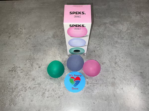 A trio of coloured sensory balls